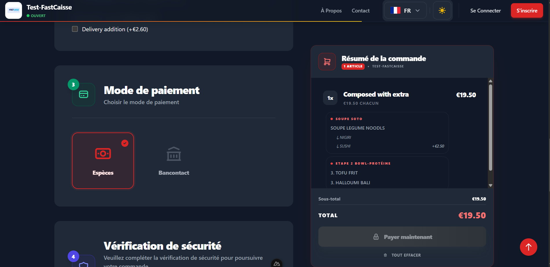 Checkout page