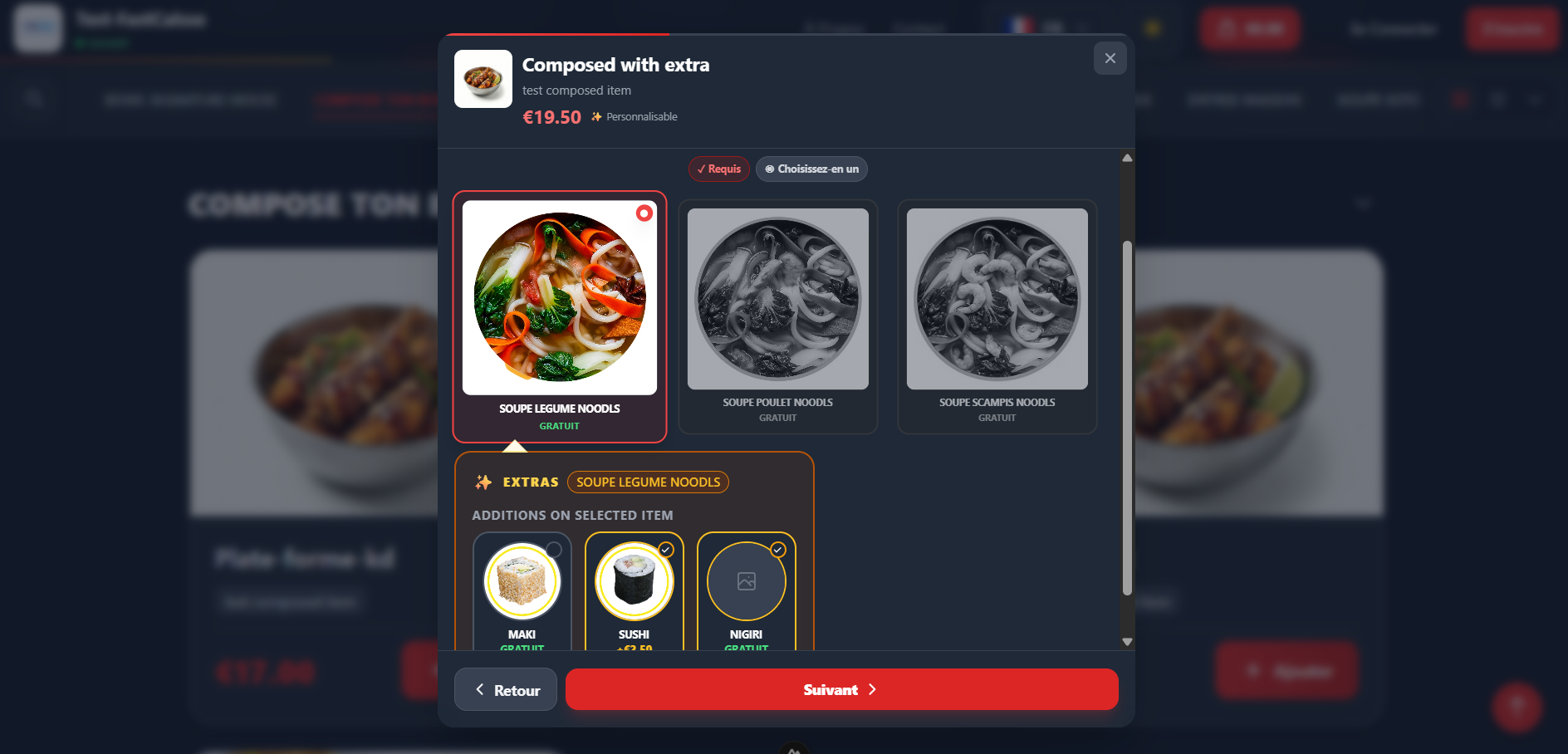 Item customization with options